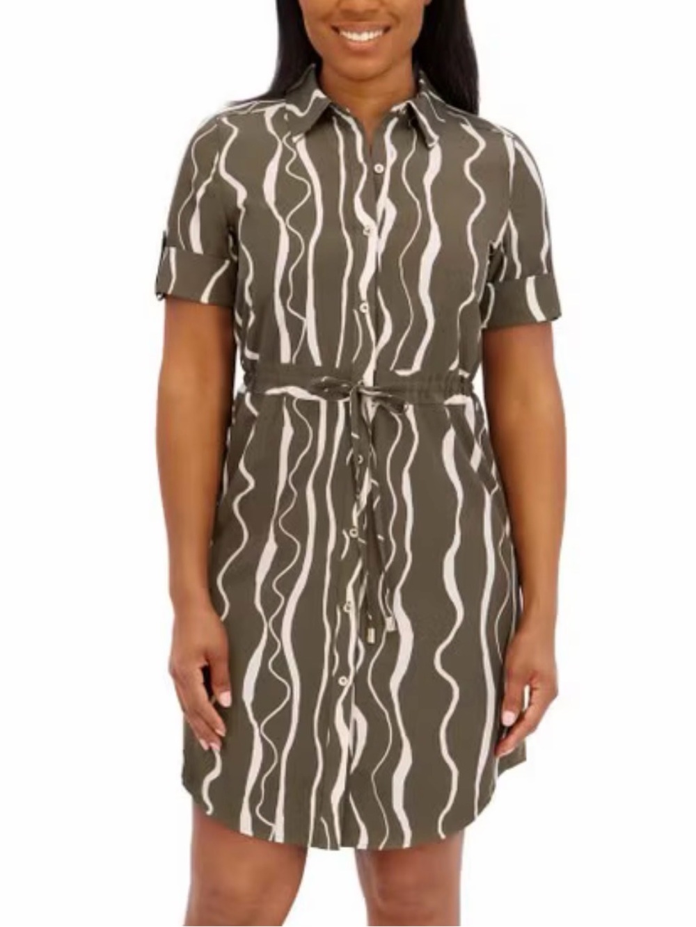 Halston Women's Shirt Dress | Green (Sage Wave), X Large